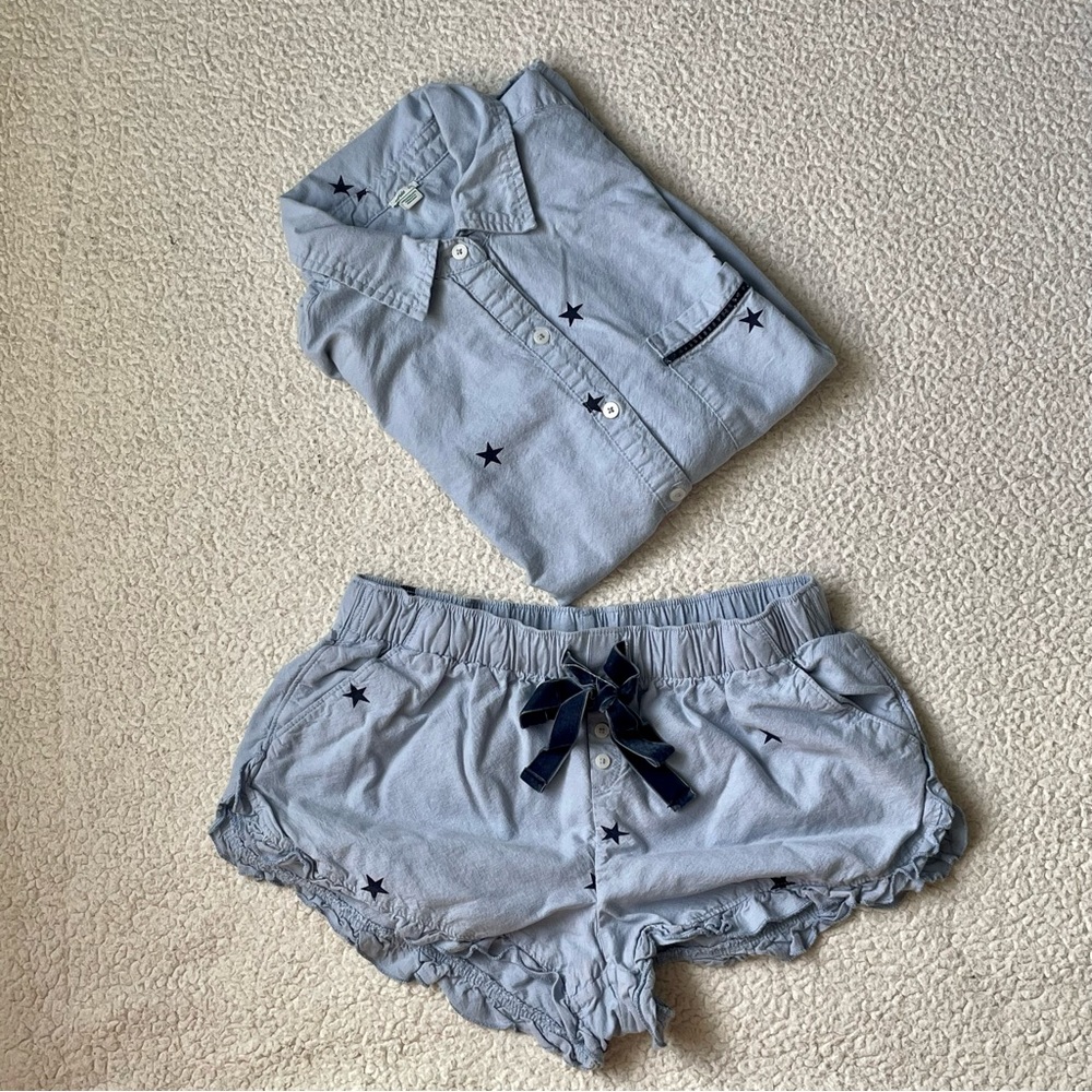 SOLD Aerie Blue Star Flannel Pajama Set